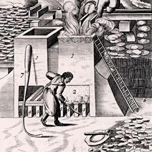 Roasting gold ore in order to recover the precious metal. From 1683 English edition