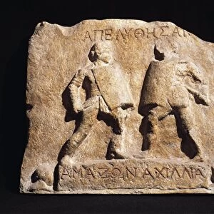 Roman civilization, Relief portraying fight between female gladiators