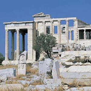 Ruins of a temple, The Erechtheum, Acropolis, Athens, Attica, Greece