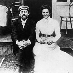 Russian author anton chekhov and his wife the actress olga knipper in 1902
