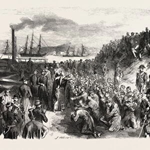 The Russian prisoners and the popes blessing at Toulon, France. engraving 1855