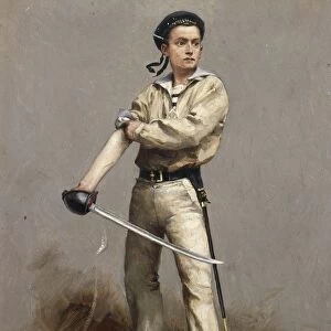 Sailor wearing battle uniform by A. Brun, painting, 1880