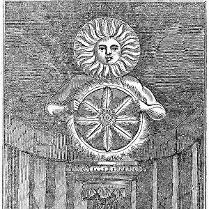 Saxon idol of the Sun. Wood engraving 1834