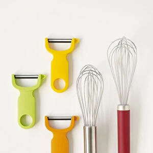 Selection of peelers and wire whisks