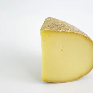 Slice of Austrian Mondseer cows milk cheese