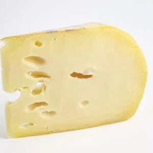 Slice of Dutch Maarsdam cows milk cheese