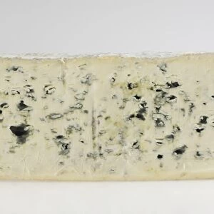 Sliced French Bleu d Auvergne cows milk cheese