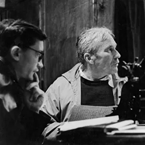 Soviet mathematician andrei kolmogorov, hero of socialist labor, with one of his pupils in his study, may 1980
