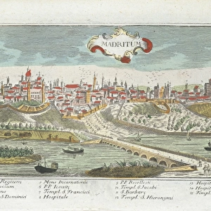 Spain, view of Madrid, coloured engraving, 1780