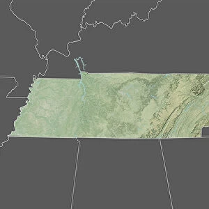 State of Tennessee, United States, Relief Map