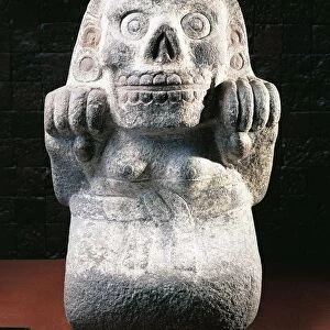 Stone statue of goddess of dead Mictecacihuatl