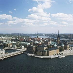 Sweden, Stockholm, Aerial view of Riddarholmen Island