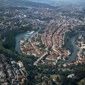 Switzerland, Canton of Bern, Aerial view of Bern