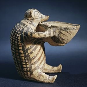 Terracotta zoomorphic vase in shape of bear, from Syros Island, Greece