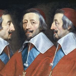 Triple portrait of Cardinal Richelieu c1642. Armand Jean Duplessis, Duc de Richelieu