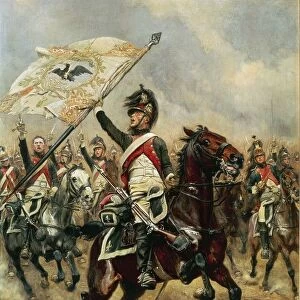 The Trophy, soldier of the 4th French Dragoon Regiment with the Prussian flag, by Edouard Detaille (1848-1912), 1898