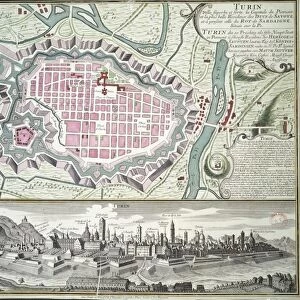 Turin, capital of Piedmont by Matthaeus Seutter, copperplate, printed in Augusta 1720