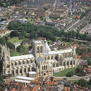 UK, England, North Yorkshire, Aerial view of York Minster