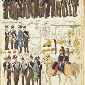 Uniforms of the Sardinian army, Color plate by Quinto Cenni, 1830