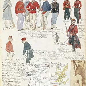Uniforms of Southern Italy army of provisional government by Quinto Cenni, color plate, 1860