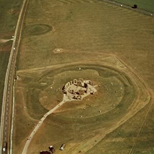 United Kingdom, England, Wiltshire, Aerial view of megalithic monument of Stonehenge