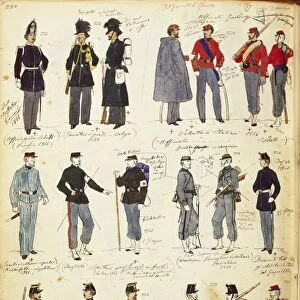 Various Italian uniforms in common use between 1859 and 1866 by Quinto Cenni, color plate