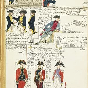 Various uniforms of the Duchy of Parma, Piacenza and Guastalla, 1790-1800. Color plate by Cenni Quinto