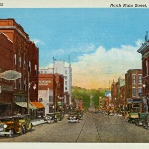 Vehicles on Main Street. ca. 1932, Butler, Pennsylvania, USA, North Main Street, Looking North, Butler, Pa