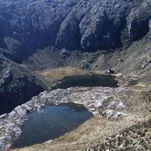Venezuela, Merida, Sierra Nevada de Merida, two mountain lakes near Espejo Peak