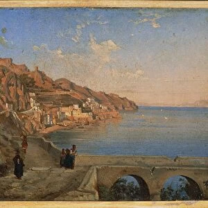 View of Amalfi, by Teodoro Duclere, Oil on panel