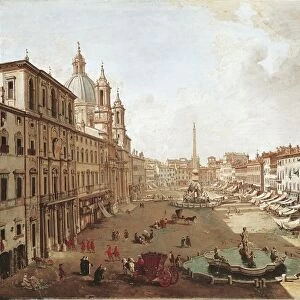 View of Piazza Navona in Rome (Veduta di Piazza Navona a Roma) by Bernardo Bellotto (1720-1780)