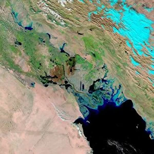 Winter rains and possibly melting snow from Irans Zagros Mountains fill the marshes