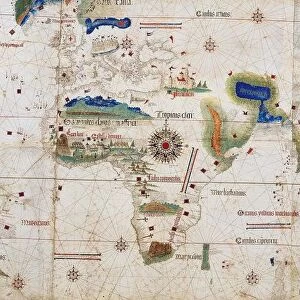 World map of 1502 showing the continent of Africa in the centre. Named after Alberto Cantino