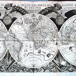 World map in: Tabulae Rudolphinae : quibus astronomicae by Johannes Kepler, 1571-1630