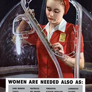 World War II 1939-1945. The more women at work the sooner we win American poster