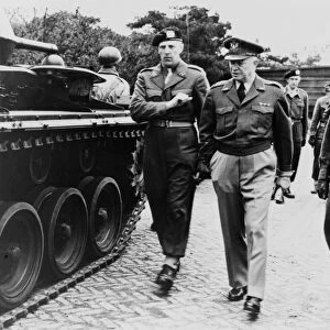 World War II - 1945: US General Dwight Eisenhower (1890-1969) inspecting troops. Chief of the Army