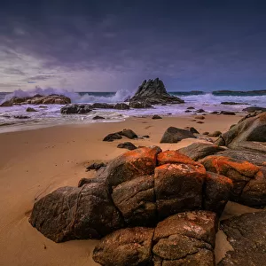 Coastal scene along Broken Arm beach, eastern side of King Island, Bass Strait, Tasmania, Australia