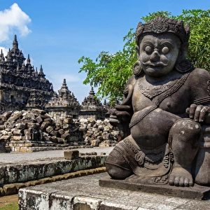 One of Two Pairs of Dvarapala Temple Guardian Statue In Front of Plaosan Temple in Bugisan Village, Prambanan District, Klaten Regency, Central Java, Indonesia