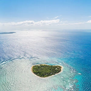 Aerial view of Tavarua, heart shaped island, Mamanucas, Fiji