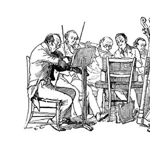 Antique illustration by Randolph Caldecott: Orchestra