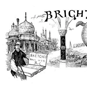 Antique illustration by Randolph Caldecott: Brighton