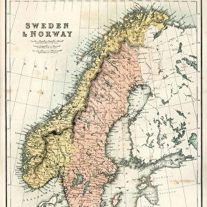 Antique Map of Sweden and Norway