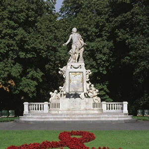 Austria, Vienna, Amedeus Mozart statue in park