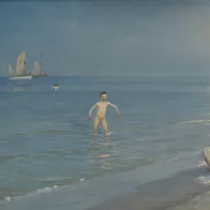 Boys Bathing at Skagen. Summer Evening 1899 by Peder Severin Kr├©ye
