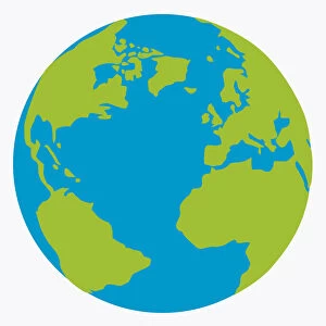 Digital illustration of planet Earth showing continents in green