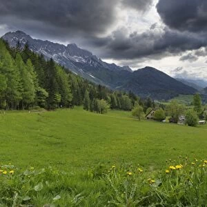 Dramatic clouds over the alpine landscape, Schaidasattel pass, Schaidasattel pass, Karawanks, Zell-Schaida, Carinthia, Austria