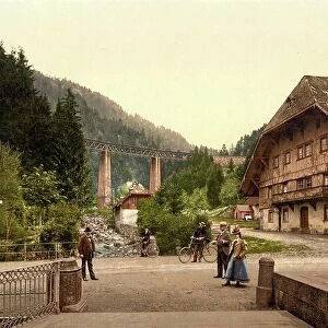 Entrance to the cave in the Hoellental in the Black Forest, Baden-Wuerttemberg, Germany, Historic, digitally restored reproduction of a photochrome print from the 1890s