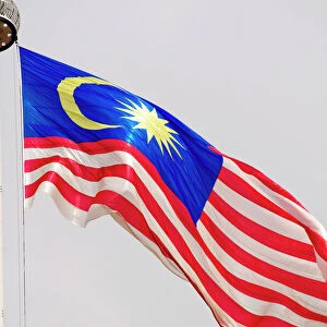 Flag of Malaysia, at flagpole, Merdeka Square, Kuala Lumpur, Malaysia, Southeast Asia
