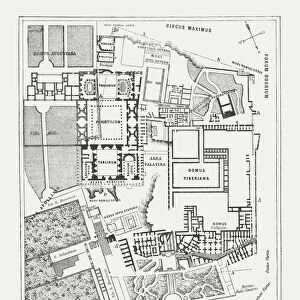 Floor plan of Palatine Hill in Rome, published in 1878