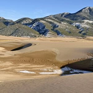 Great Sand Dunes National Park, Sangre de Christo Mountains at the back, Mosca, Colorado, USA